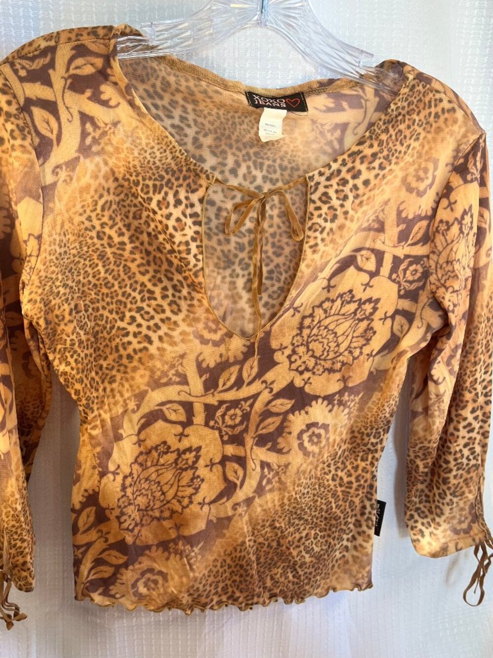 Vintage Y2K XOXO Jeans Grunge Fairy Print Mesh Top size M